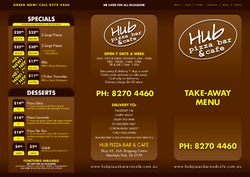 Scanned takeaway menu for Hub Pizza Bar & Cafe