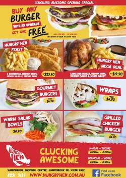 Scanned takeaway menu for Hungry Hen