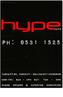 Scanned takeaway menu for Hype Cafe