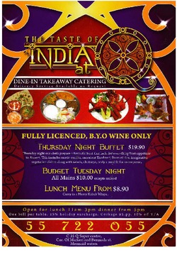 Scanned takeaway menu for India @ Q
