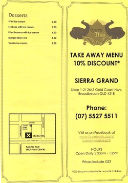 Scanned takeaway menu for Iyara Thai Restaurant