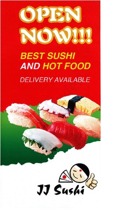 Scanned takeaway menu for JJ Sushi