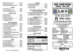 Scanned takeaway menu for Jade Chopsticks