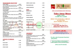 Scanned takeaway menu for Jai Ho