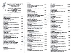 Scanned takeaway menu for Java Restaurant