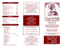 Scanned takeaway menu for Jewel of India