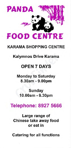 Scanned takeaway menu for Karama Fish & Chip Shop
