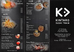 Scanned takeaway menu for Kintaro Sushi