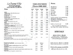 Scanned takeaway menu for La Buona Vita