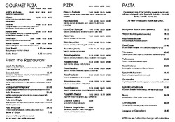 Scanned takeaway menu for La Trattoria Pizza Bar