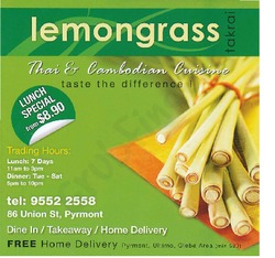 Scanned takeaway menu for Lemongrass Takrai