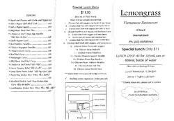 Scanned takeaway menu for Lemongrass @ Byron