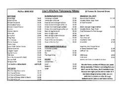 Scanned takeaway menu for Lisa’s Kitchen