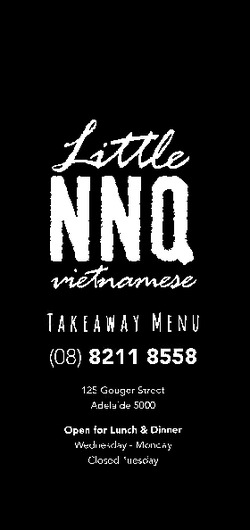 Scanned takeaway menu for Little NNQ Vietnamese