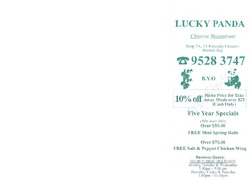 Scanned takeaway menu for Lucky Panda Chinese Restaurant