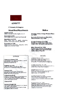 Scanned takeaway menu for L’Unico Ristorante