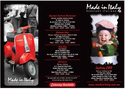 Scanned takeaway menu for Made in Italy