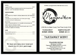 Scanned takeaway menu for Mangosteen Restaurant