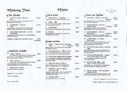 Scanned takeaway menu for Mekong Thai