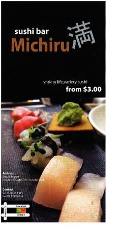 Scanned takeaway menu for Michiru Sushi Bar