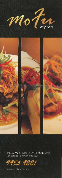 Scanned takeaway menu for Mofu Express