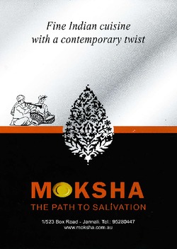 Scanned takeaway menu for Moksha Indian Restaurant