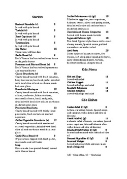 Scanned takeaway menu for Montagna Cafe