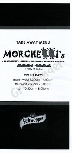 Scanned takeaway menu for Morchelli’s