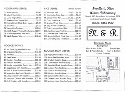 Scanned takeaway menu for Noodle & Rice Asian Takeaway