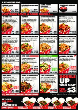 Scanned takeaway menu for Noodle Box