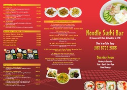 Scanned takeaway menu for Noodle Sushi Bar
