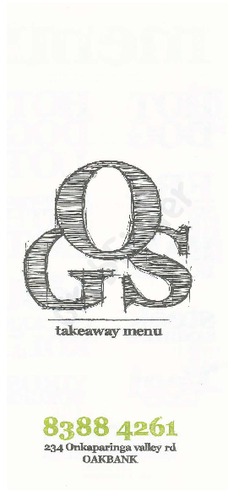 Scanned takeaway menu for Oakbank General Store & Takeaway