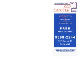 Scanned takeaway menu for Old Castile Randwick