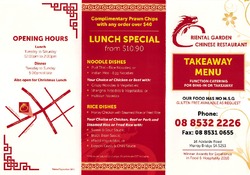 Scanned takeaway menu for Oriental Garden Chinese