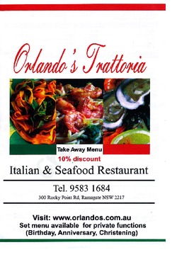Scanned takeaway menu for Orlando’s Trattoria