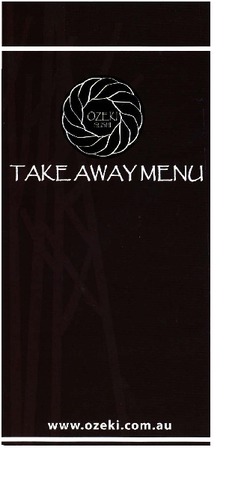 Scanned takeaway menu for Ozeki Sushi