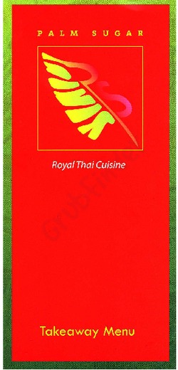 Scanned takeaway menu for Palm Sugar Royal Thai