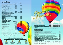 Scanned takeaway menu for Pancakes in Paradise