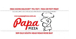Scanned takeaway menu for Papa Pizza House