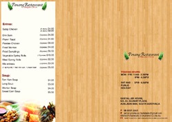 Scanned takeaway menu for Penang Malaysian & Chinese Restaurant