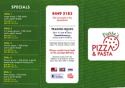 Scanned takeaway menu for Pierre’s Pizza & Pasta