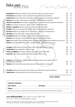 Scanned takeaway menu for Pizza Birra