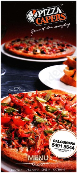 Scanned takeaway menu for Pizza Capers – Caloundra