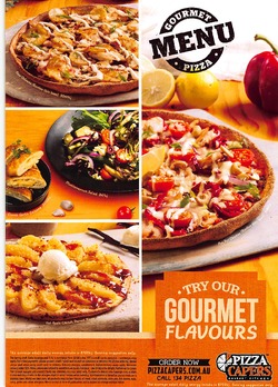 Scanned takeaway menu for Pizza Capers