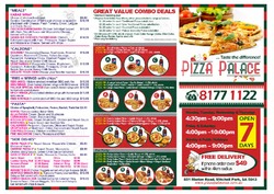 Scanned takeaway menu for Pizza Palace