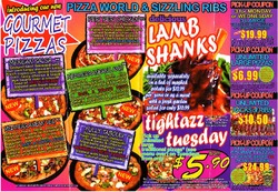 Scanned takeaway menu for Pizza World