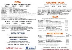 Scanned takeaway menu for Pizzas ‘N’ More
