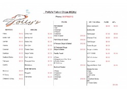 Scanned takeaway menu for Polly’s Fish N Chips
