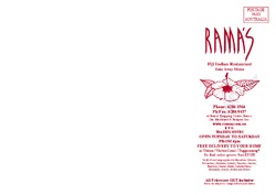 Scanned takeaway menu for Rama’s Fiji Indian Restaurant