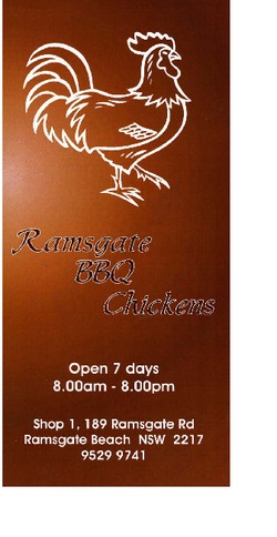 Scanned takeaway menu for Ramsgate BBQ Chickens